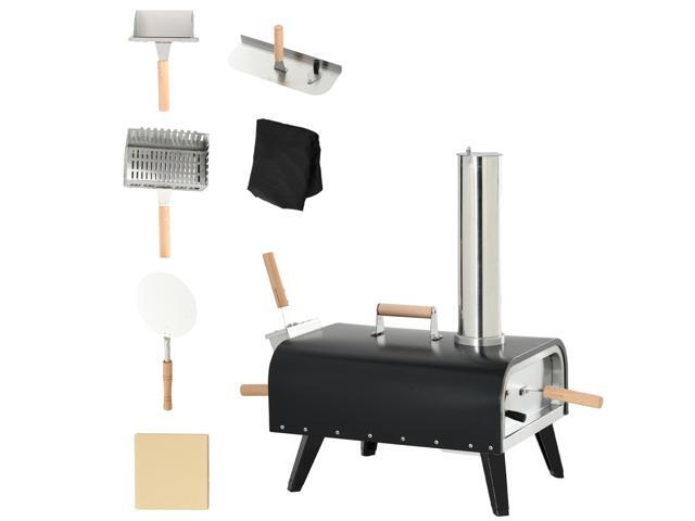 Aosom Pellet Wood Fired Pizza Oven Outdoor Pizza Maker with 12' Stone, Peel and Waterproof Cover