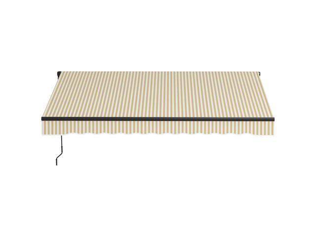 Aosom 12' x 10' Retractable Awning, 280gsm UV Resistant Sunshade Shelter for Deck, Balcony, Yard, Beige and White