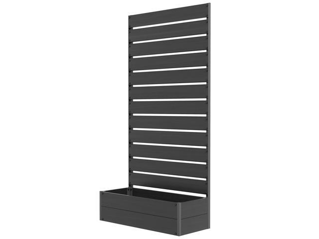 Aosom Trellis Planter for Climbing Plants, Raised Garden Bed with Trellis, Planter Box for Outdoor Garden, Black