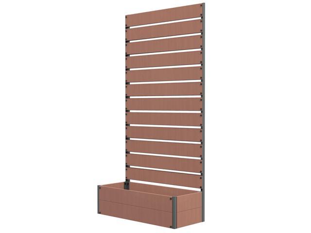 Aosom Trellis Planter for Climbing Plants, Raised Garden Bed with Trellis, Planter Box for Outdoor Garden, Light Brown