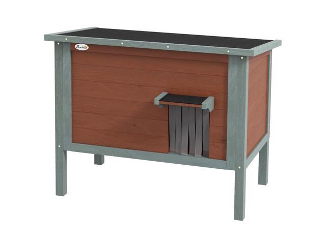 Aosom Outdoor Cat House, Wooden Feral Cat House w/ Removable Floor, Brown