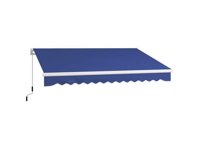 Aosom 13' x 8' Patio Awning, Manual Retractable Sun Shade with UV Protection and Easy Crank Opening, Dark Blue