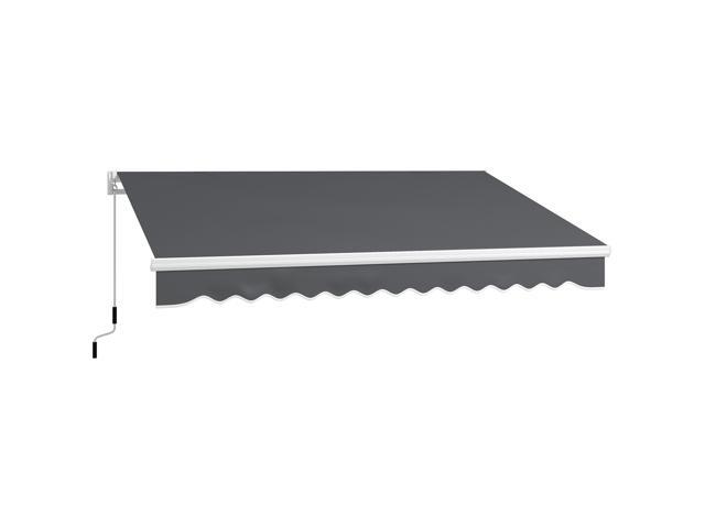 Aosom 13' x 8' Patio Awning, Manual Retractable Sun Shade with UV Protection and Easy Crank Opening, Dark Gray
