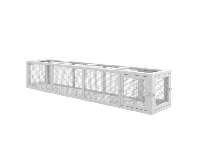 Aosom Wooden Cat Run with Weather Protection, Connecting Inside and Outside, 79'L x 15'W x 15'H, White