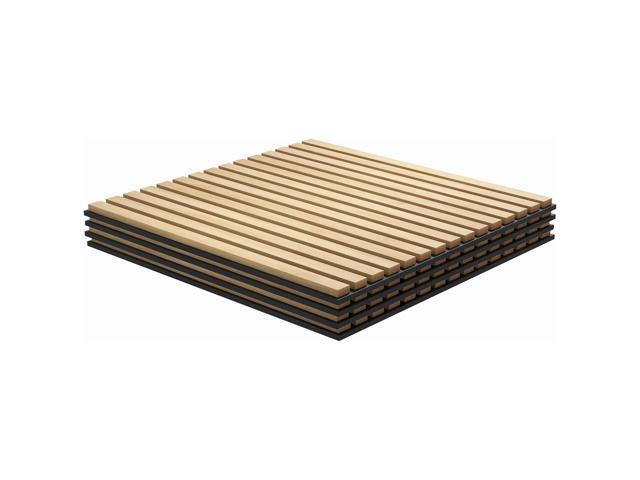 Aosom 24' x 24' Wood Panels for Wall, 4 Pack Acoustic Panels, Sound Absorbing Slat Wall for Wall Decor, Home, Oak