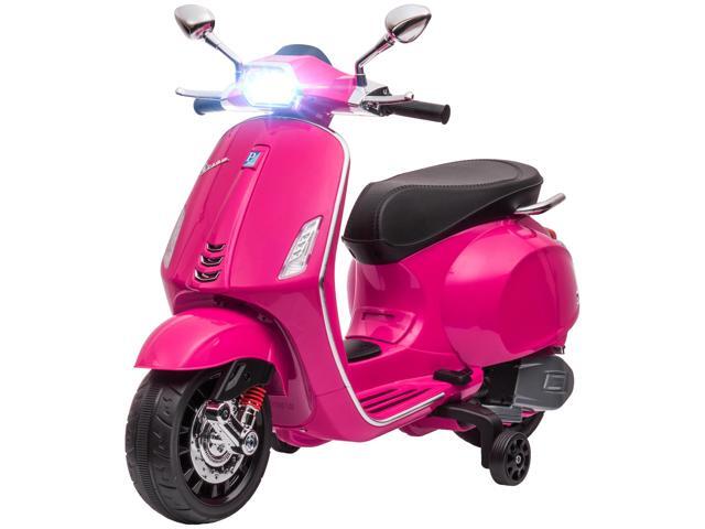 AosomQaba Vespa Licensed Kids Motorcycle 6V Toddler Motorcycle with Music, FM Radio, Headlight, Pink