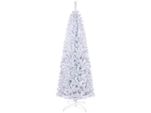 Aosom 6 FT Artificial Christmas Tree Pencil Xmas Tree with Stand, 618 Tips, Holiday Home Indoor Decoration for Party, White