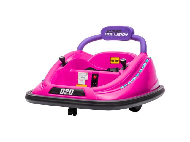 AosomAosom 12V Kids Bumper Car Twins Motor with Parent Remote Control, Safety Belt, Lights, 360Â° Rotation, Pink