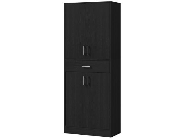 Aosom 71' Kitchen Cabinet with Drawer and Adjustable Shelf, Freestanding Tall Kitchen Pantry, Distressed Black