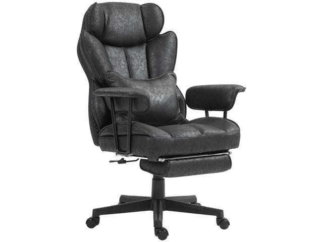 Aosom 396lbs. Big and Tall Office Chair, Executive Office Chair with Footrest, Lumbar Support, and Reclining Function, Black