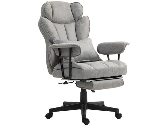 Aosom 396lbs. Big and Tall Office Chair, Executive Office Chair with Footrest, Lumbar Support, and Reclining Function, Gray