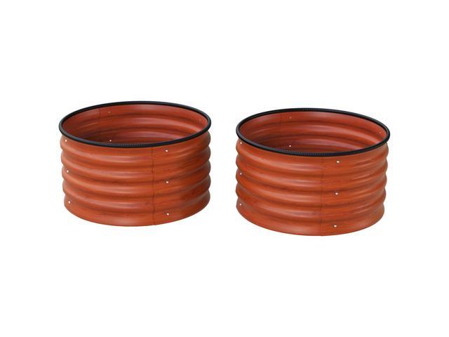 Aosom Set of 2 Raised Garden Bed, Metal Planter Box with Safety Edging, Easy-to-assemble Stock Tank, Dark Brown