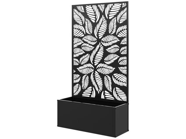 Aosom Metal Garden Bed with Trellis for Climbing Plants, Freestanding or Wall Mounted Flower Bed for Garden, Patio, Balcony