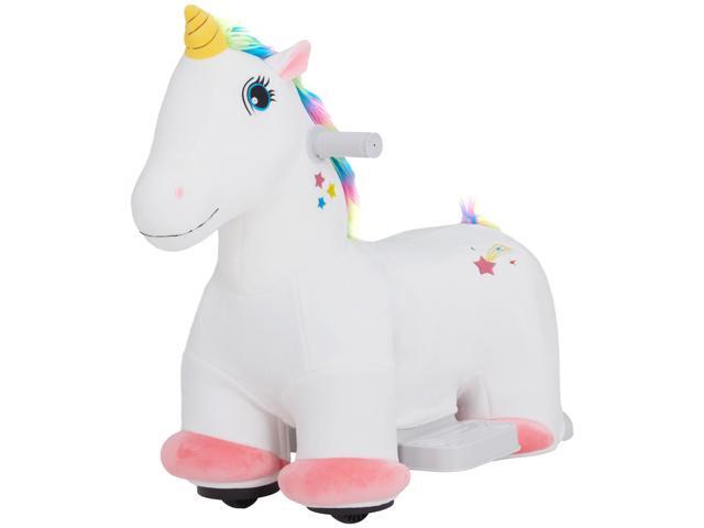AosomQaba Kids Ride on Unicorn, 6V Battery Powered Electric Ride on Animal Toy w/ Music Forward, Foot Pedal for Aged 18-36 Months