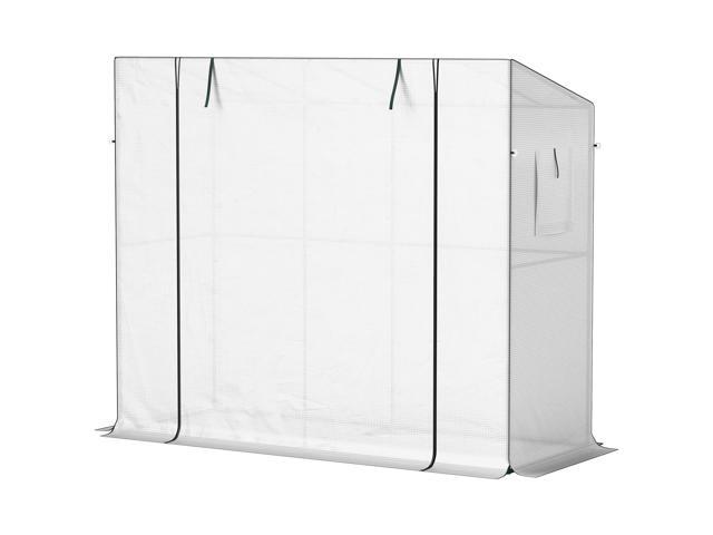 Aosom Walk-in Portable Greenhouse Small Greenhouse for Outdoors with UV-resistant PE Cover, 6.6' x 2.5' x 5.6' White