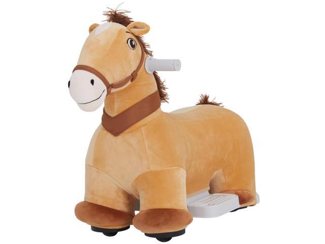 AosomQaba Battery Powered Electric Ride on Pony, 6V Ride on Horse w/ with Music Forward, PU Wheels, Aged 18-36 Months, Brown