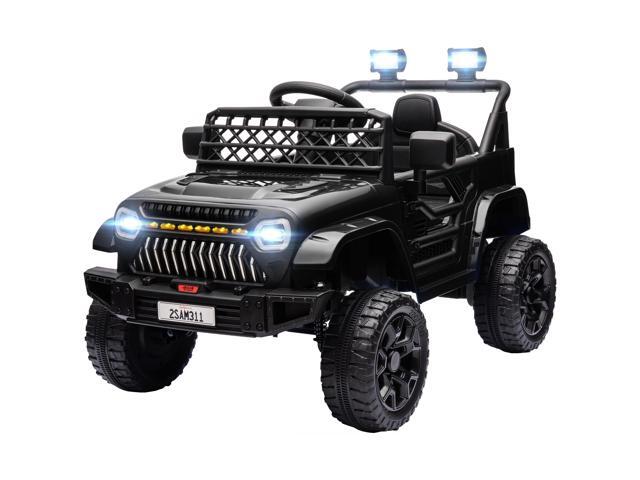 AosomQaba 12V Battery Powered Ride On Truck, Kids Electric Car with Spring Suspension, Remote, Horn, USB Music, Black