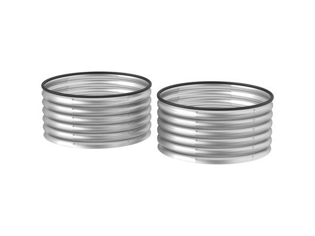 Aosom Set of 2 Raised Garden Bed, Metal Planter Box with Safety Edging, Easy-to-assemble Stock Tank 3'x3'x1.4' Silver