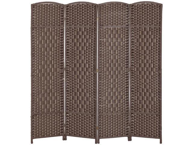 Aosom Folding Room Divider Screen 4 Panel 6' Tall Privacy Screen Freestanding Wood Partition for Home Office, Brown