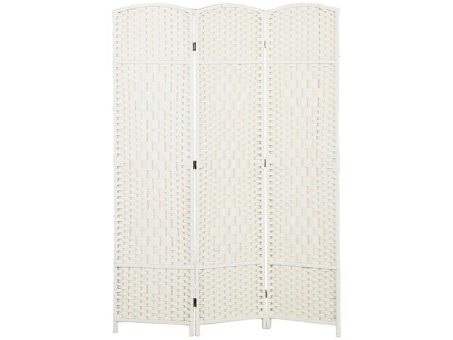 Aosom Folding Room Divider Screen 3 Panel 6' Tall Privacy Screen Freestanding Wood Partition for Home Office, White