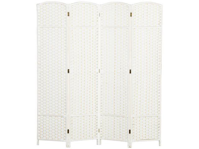 Aosom Folding Room Divider Screen 4 Panel 5.6 ' Tall Privacy Screen Freestanding Room Partition for Home Office, White