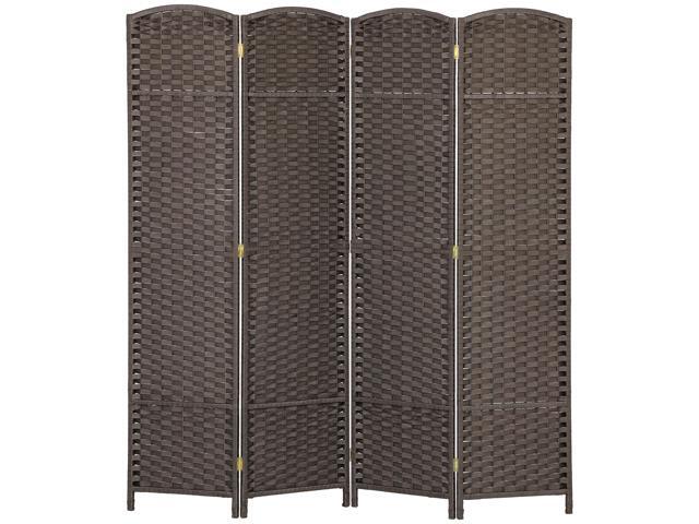 Aosom Folding Room Divider Screen 4 Panel 5.6 ' Tall Privacy Screen Freestanding Room Partition for Home Office, Brown