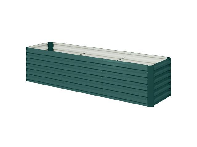Aosom 8x2x2ft Galvanized Raised Garden Bed Kit with Safety Edging for Flowers, Herbs and Vegetables, Green