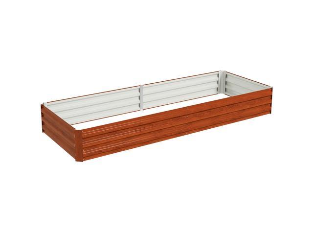 Aosom 95' x 36' x 12' Galvanized Raised Garden Bed, Easy DIY and Cleaning for Growing Flowers, Herbs, Succulents, Natural Wood