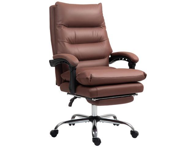 Aosom Microfibre Massage Office Chair, Heated Reclining Chair with Footrest, Double-tier Padding, Swivel Wheels, Coffee