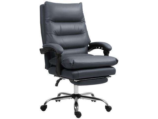 Aosom Microfibre Massage Office Chair, Heated Reclining Chair with Footrest, Double-tier Padding, Swivel Wheels, Dark Gray