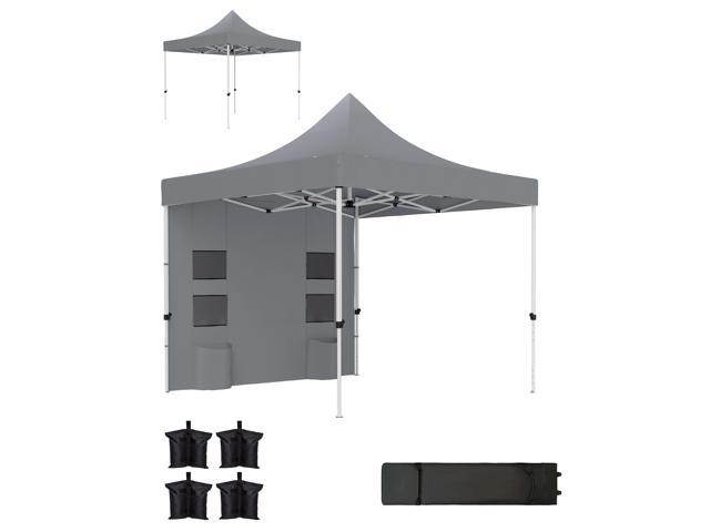 Aosom 10' x 10' Heavy Duty Pop Up Canopy Tent with Sidewall, UPF50+ Instant Sun Shelter with Storage Pockets, Gray