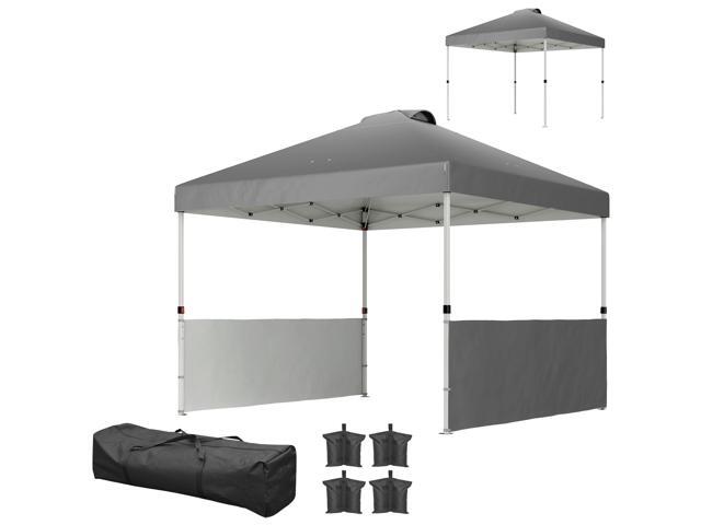 Aosom 10' x 10' Pop Up Canopy Tent with 2 Half Sidewalls, UV50+ Instant Sun Shelter with Wheeled Carry Bag, Dark Gray