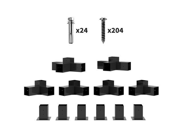 Aosom 12PCS Pergola Kit, Pergola Brackets with 3-Way & 4-Way Corner Brackets for 4'x4' (Actual 3.6'x3.6') Lumber