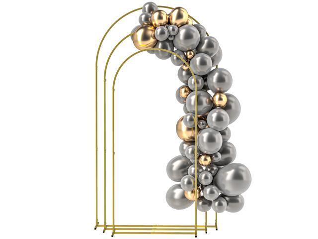 Aosom Metal Arch Backdrop Stand Set of 3, 7/6.5/6 ft Wedding Arch Frame, Balloon Backdrop Arch Stand Set for Birthday Party, Bridal Shower,...