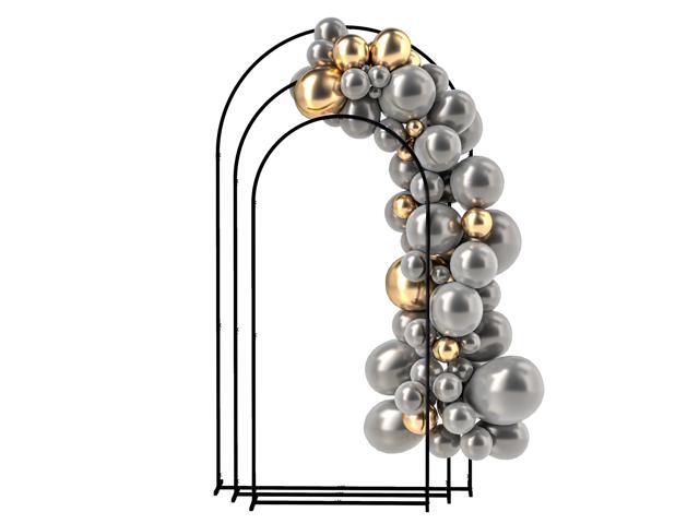 Aosom Metal Arch Backdrop Stand Set of 3, 7/6.5/6 ft Wedding Arch Frame, Balloon Backdrop Arch Stand Set for Birthday Party, Bridal Shower,...