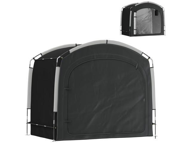 Aosom Bike Storage Shed Tent, Portable and Waterproof with 210D Oxford Fabric and Carry Bag for 3-4 Bicycles, Black