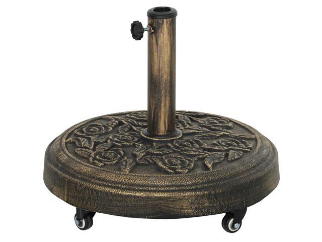 Aosom Round Patio Umbrella Base, 46 lbs Resin Umbrella Base with Wheels, Outdoor Umbrella Stand for 1.3'/1.5'/1.9' Umbrella Poles for Outdoor,...