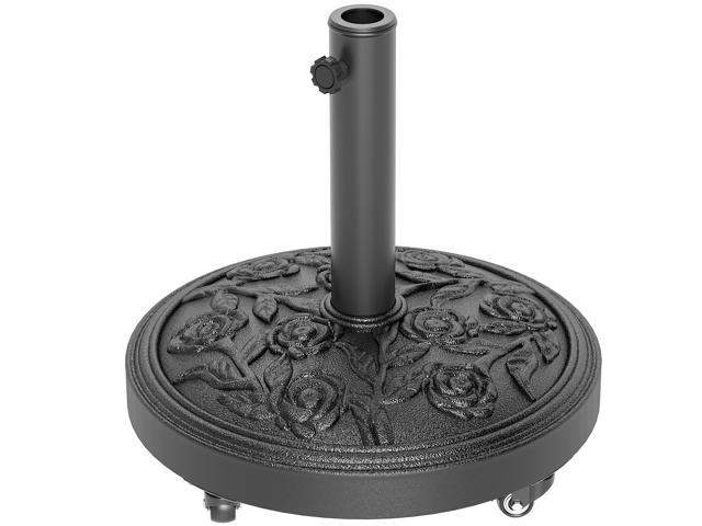 Aosom Round Patio Umbrella Base, 46 lbs Resin Umbrella Base with Wheels, Outdoor Umbrella Stand for 1.3'/1.5'/1.9' Umbrella Poles for Outdoor,...