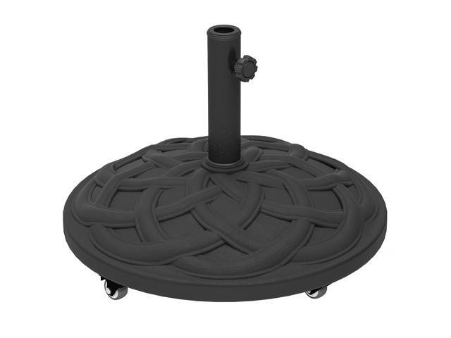 Aosom Round Patio Umbrella Base with Wheels, 44 lbs Resin Umbrella Stand Base, Heavy Duty Patio Umbrella Holder for 1.3'/1.5'/1.9' Umbrella Poles...