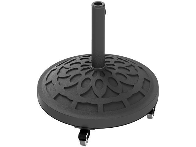 Aosom Round Patio Umbrella Base with Wheels, 46 lbs Resin Umbrella Stand Base, Heavy Duty Patio Umbrella Holder for 1.3'/1.5'/1.9' Umbrella Poles...