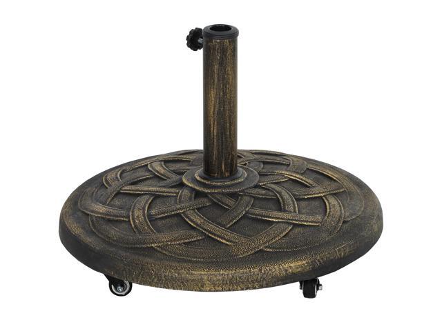 Aosom Round Patio Umbrella Base with Wheels, 44 lbs Resin Umbrella Stand Base, Heavy Duty Patio Umbrella Holder for 1.3'/1.5'/1.9' Umbrella Poles...