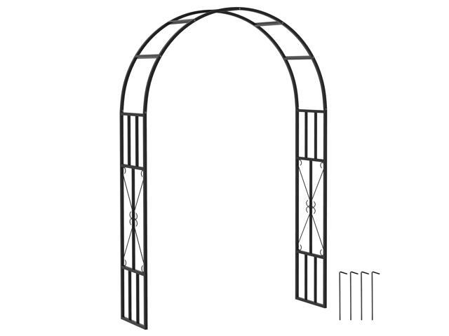 Aosom 7.3ft Steel Garden Arch Trellis, Garden Arbor Trellis for Climbing Plants Roses Wisteria Vines, Flower Arch Wedding Arch Stand for Outdoor,...