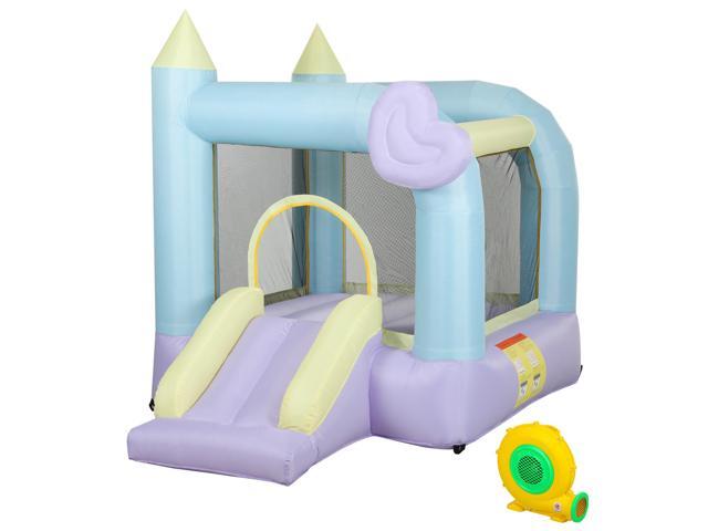 AosomQaba Inflatable Bounce House with Air Blower, Slide, Stakes, Repair Patches, Storage Bag, for Kids Ages 3-8, 98' x 65' x 79'