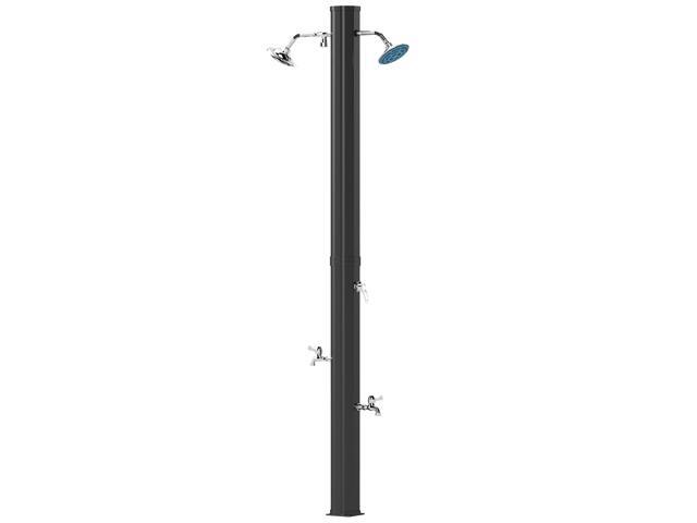 Aosom 9.2 Gallon Slolar Heated Outdoor Shower with 2 Free-Rotating Shower Heads and Foot Showers for Poolside Beach Spa, 7.1ft