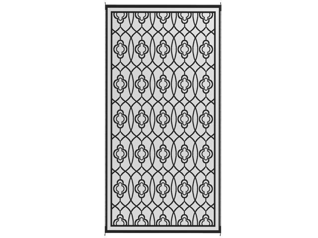 Aosom Reversible Outdoor Rug, Waterproof Plastic Straw with Carry Bag, 9' x 18', Black & White Lantern