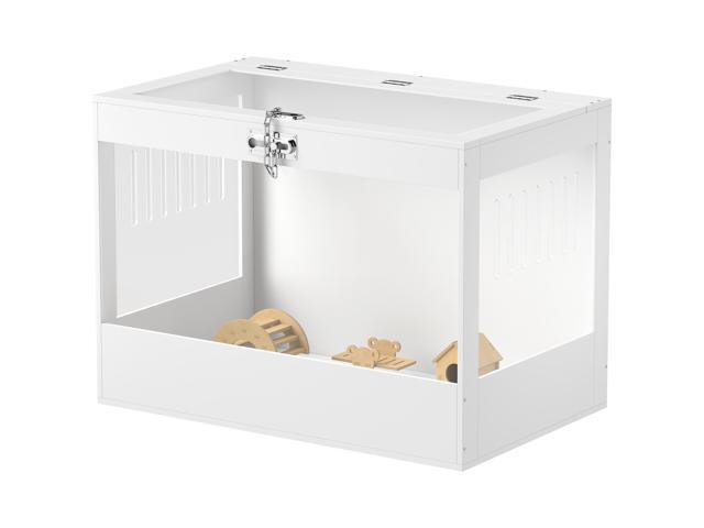 Aosom Hamster Cage with Openable Top & Lock, Hut, Transparent Acrylic Panels, Accessories, for Dwarf Hamster Gerbil, White