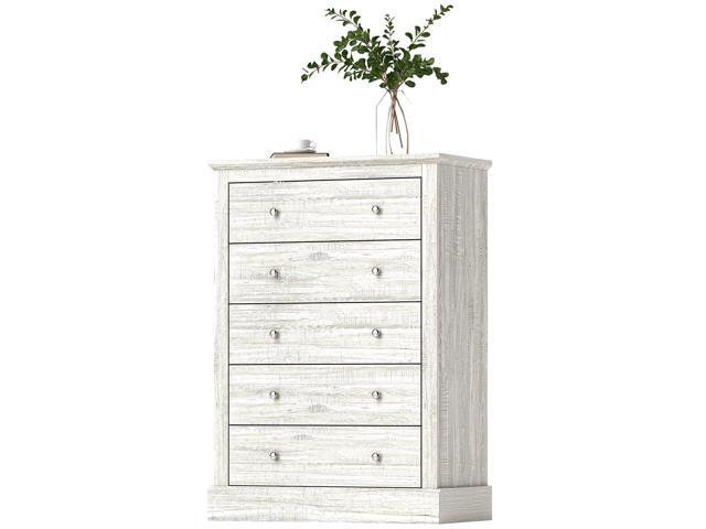 Aosom 31' Wide Farmhouse Chest of Drawers with 5 Drawers, Dresser for Bedroom with Wood Top for Living Room, Dirty Oak