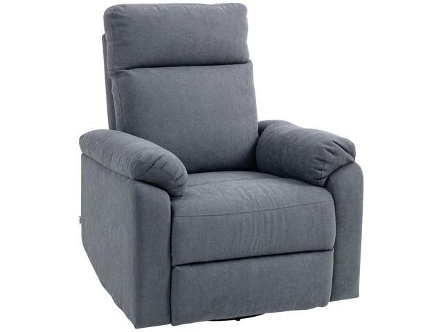 Aosom Recliner Chair, Wide Swivel Rocker Chair, Overstuffed Single Sofa with Pocket Spring, Footrest, Quick Assembly, Gray