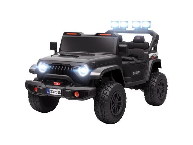 AosomQaba Ride on Truck Car with 2-Seater, 24V Electric Car with 4 Motors, Remote Control, Spring Suspension for 3-8 Years, Black