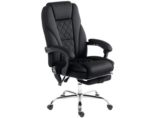 Aosom Massage Office Chair, Heated Reclining Computer Chair with Adjustable Height and Footrest, Black